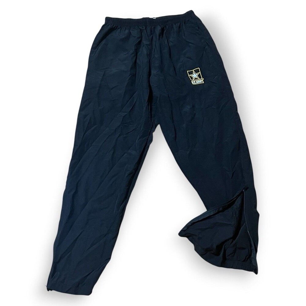 US ARMY APFU Black Nylon Windbreaker PT Uniform Pants Unisex Med / Reg